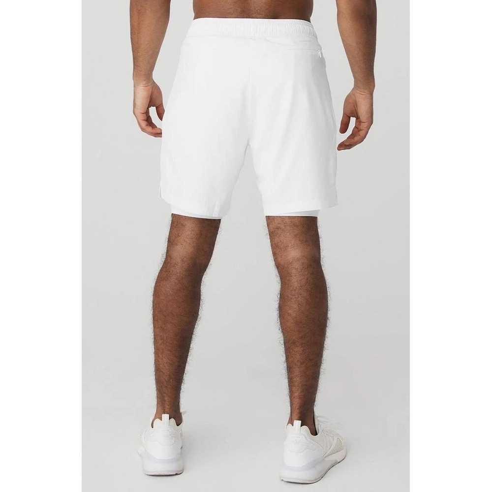 Alo Yoga Men's 7" Unity 2-In-1 Short in White Size Large - Picture 3 of 16